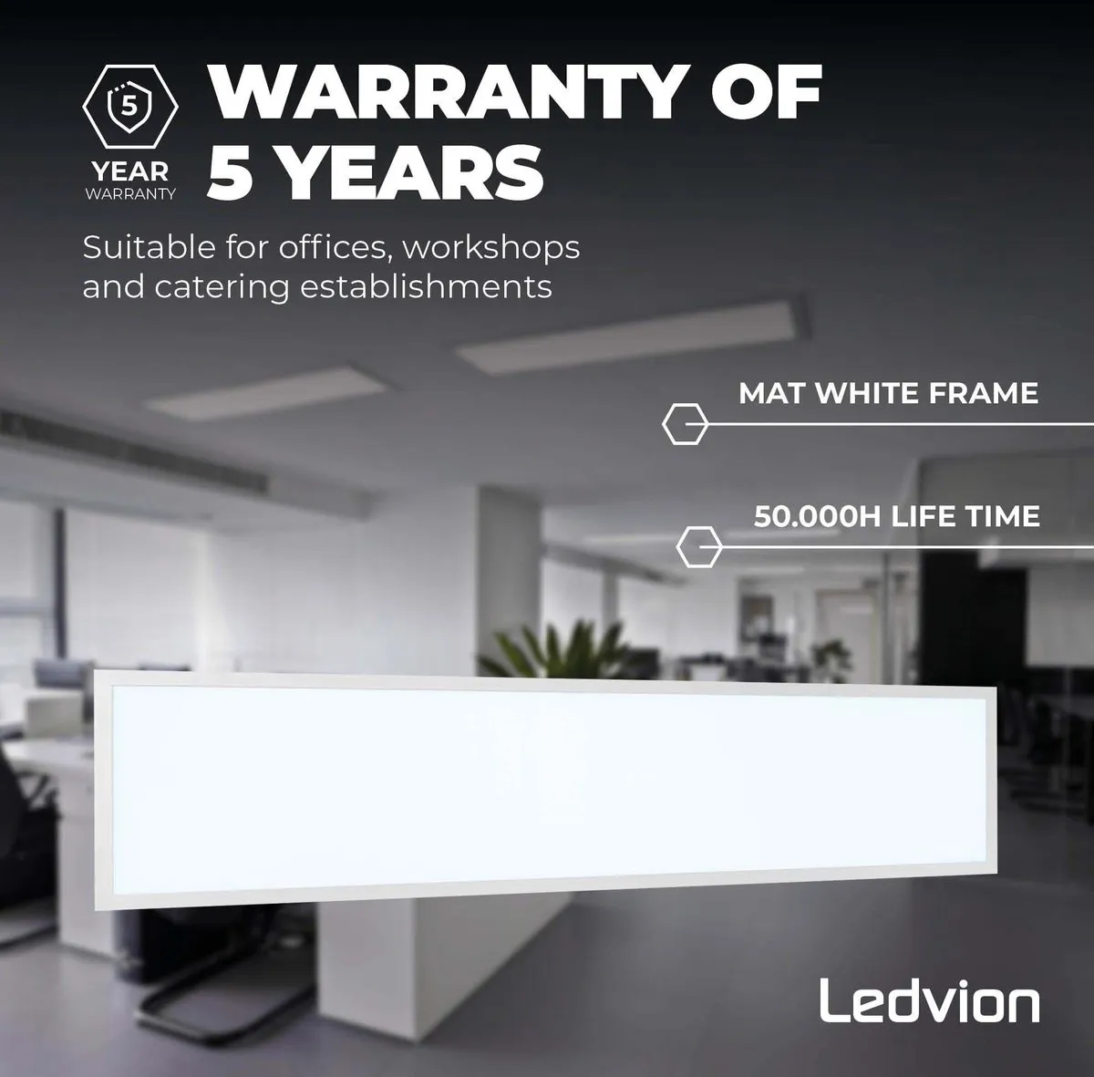 LEDVION 6x LED Paneel 120x30cm 36W 6500K - 24 Stuks
