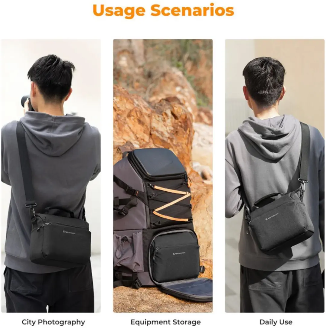 K&F Concept Urban Wander 05 Cameratas Sling 5L - Zwart - afbeelding 5 van 6