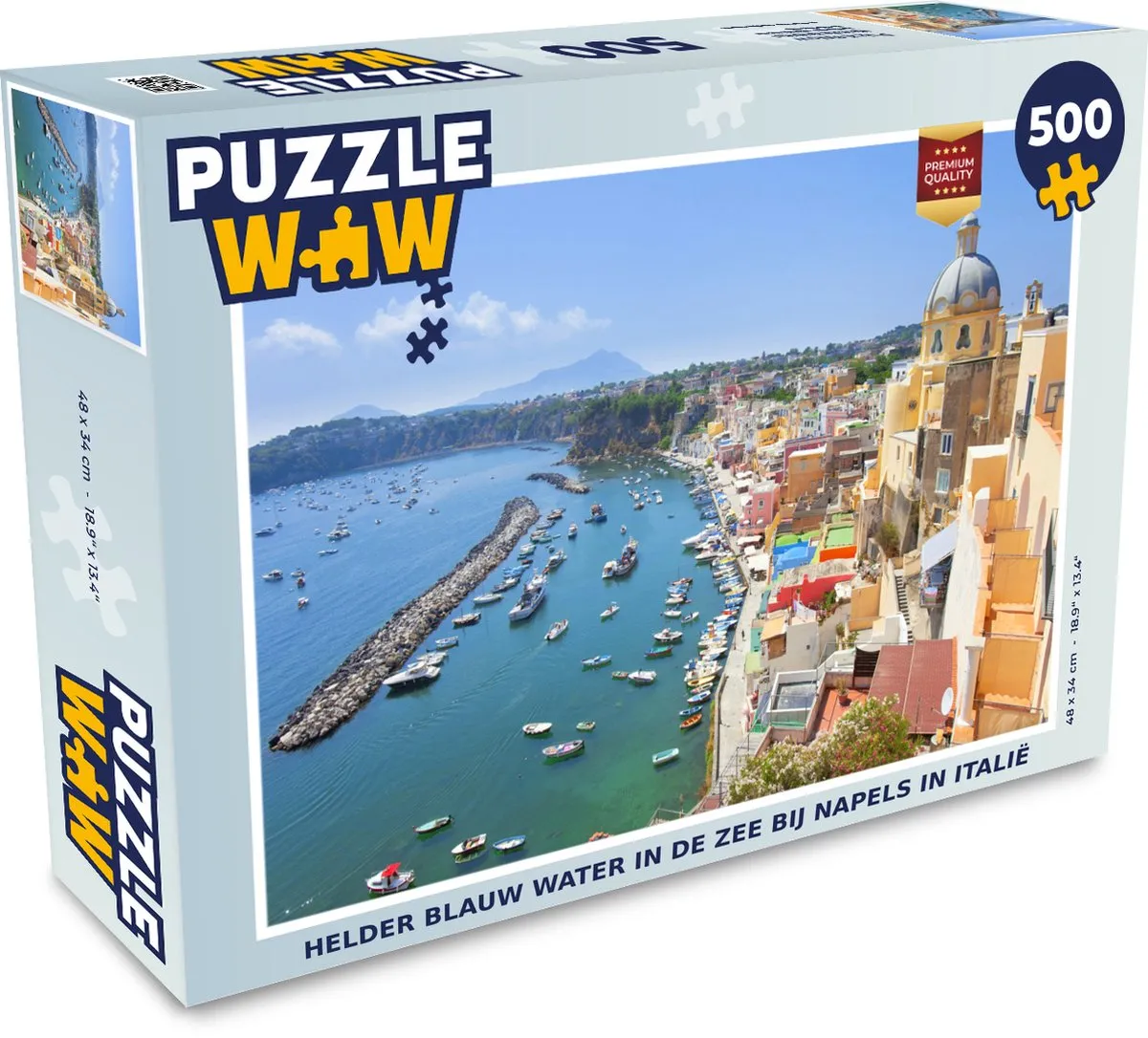 PuzzleWow Napels Zee Huis Legpuzzel 500 Stuks - Multicolor