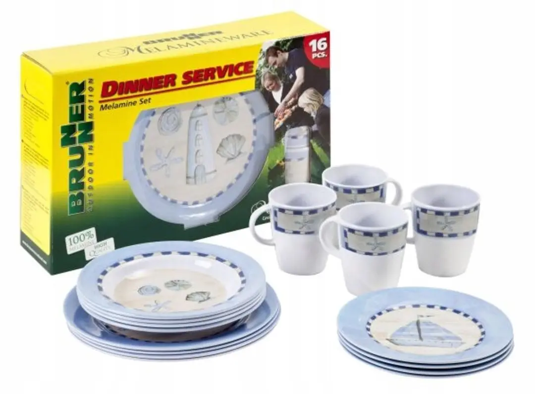 Brunner Melamine Servies Odyssey 16-delig Kampeerbestek
