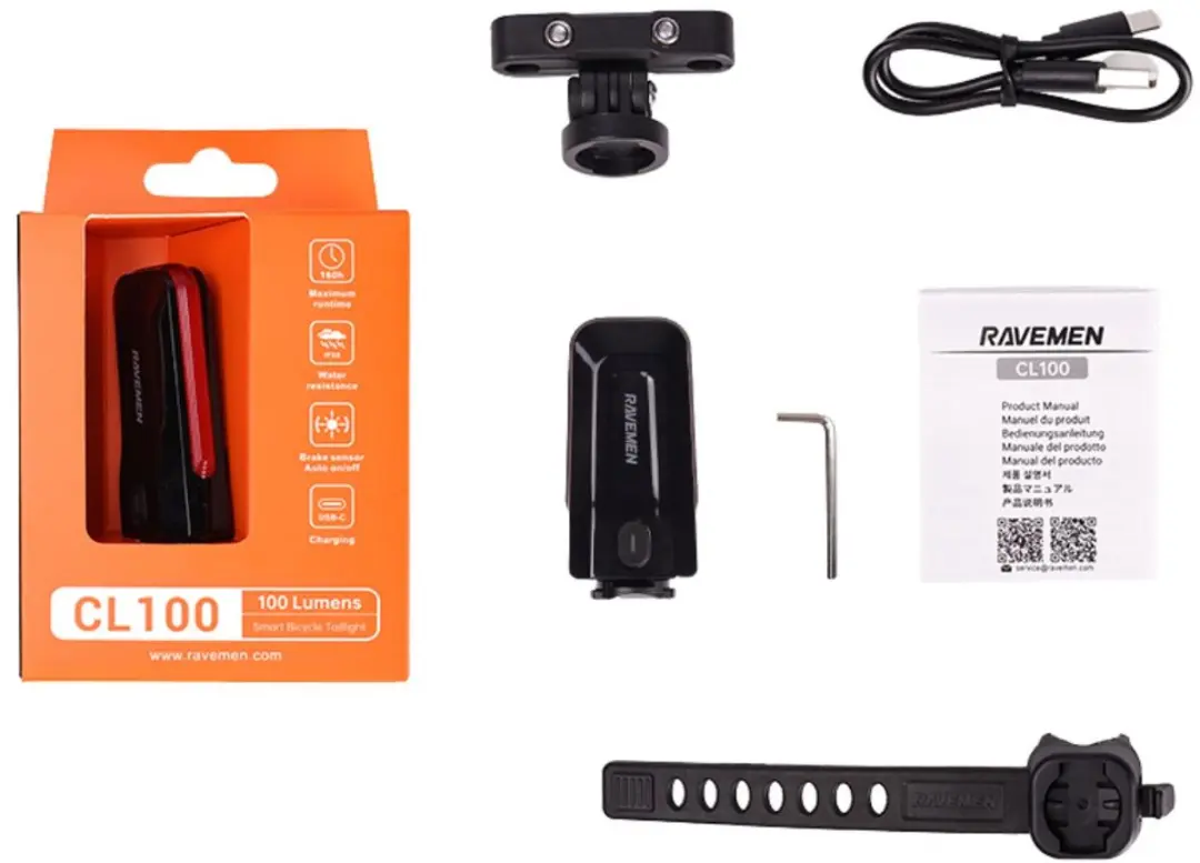Ravemen CL100 Achterlicht - 100 lumen - Zwart/Rood - afbeelding 2 van 6