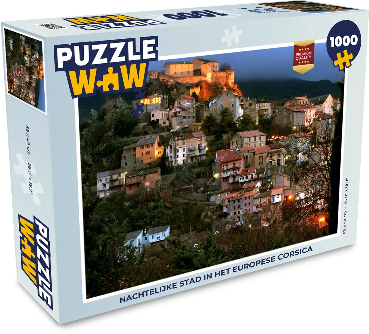 PuzzleWow Legpuzzel Nachtelijke stad Corsica 1000 Stuks - Multicolor