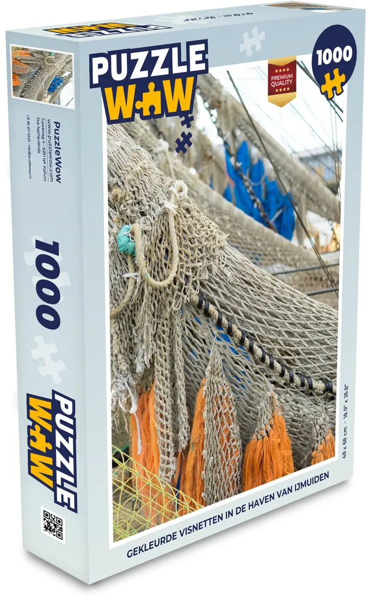 PuzzleWow Legpuzzel IJmuiden Visnetten 1000 Stuks - Multicolor
