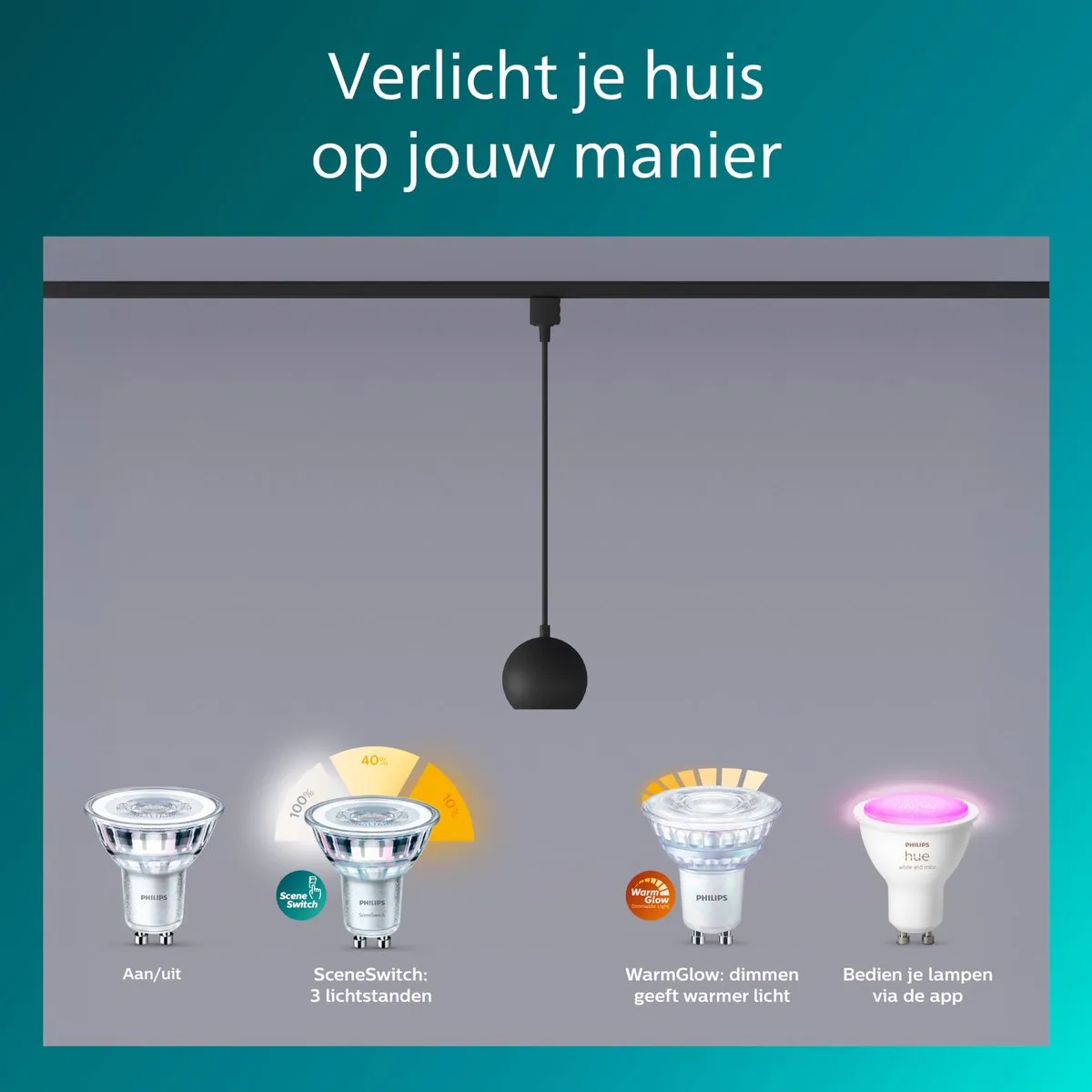 Philips LED EasyLink Colby Hanglamp GU10 7W - Zwart