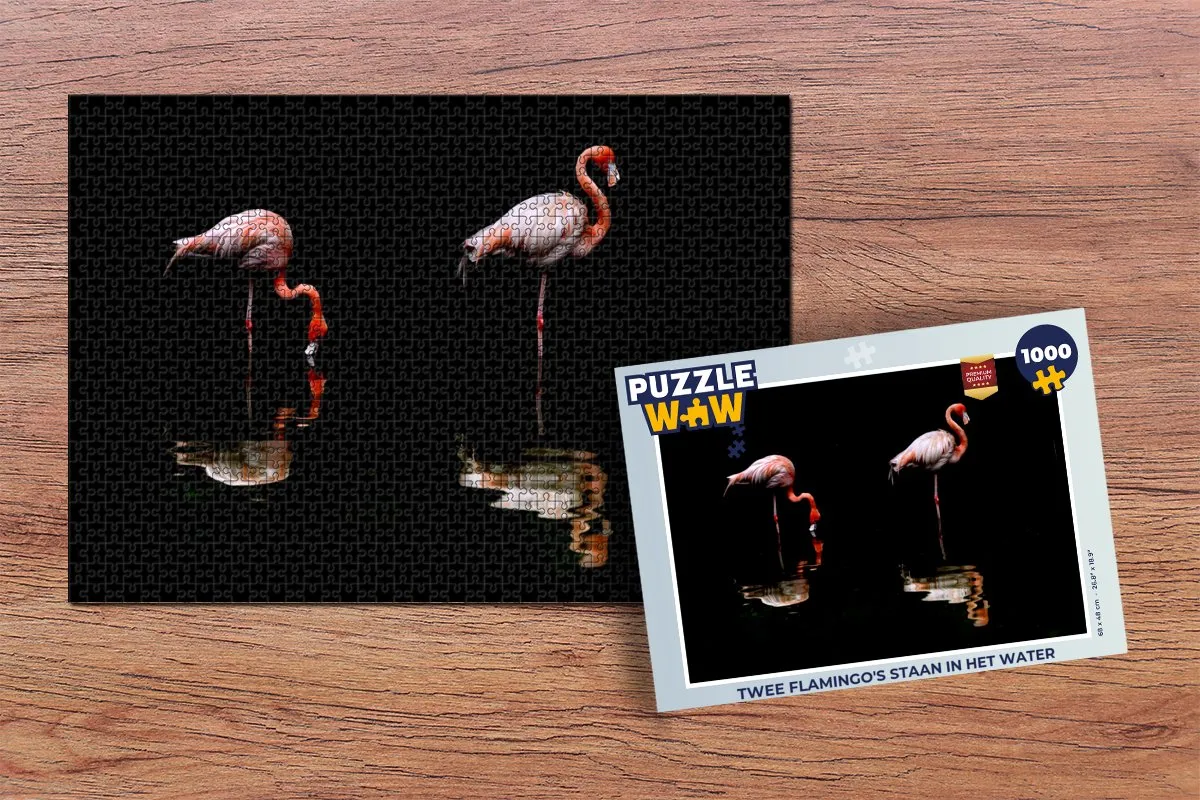 PuzzleWow Legpuzzel Twee Flamingo's 1000 Stuks - Multicolor
