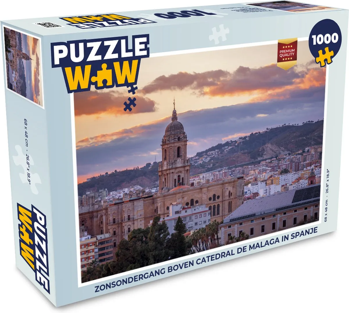 PuzzleWow Legpuzzel Zonsondergang Catedral de Málaga 1000 Stuks