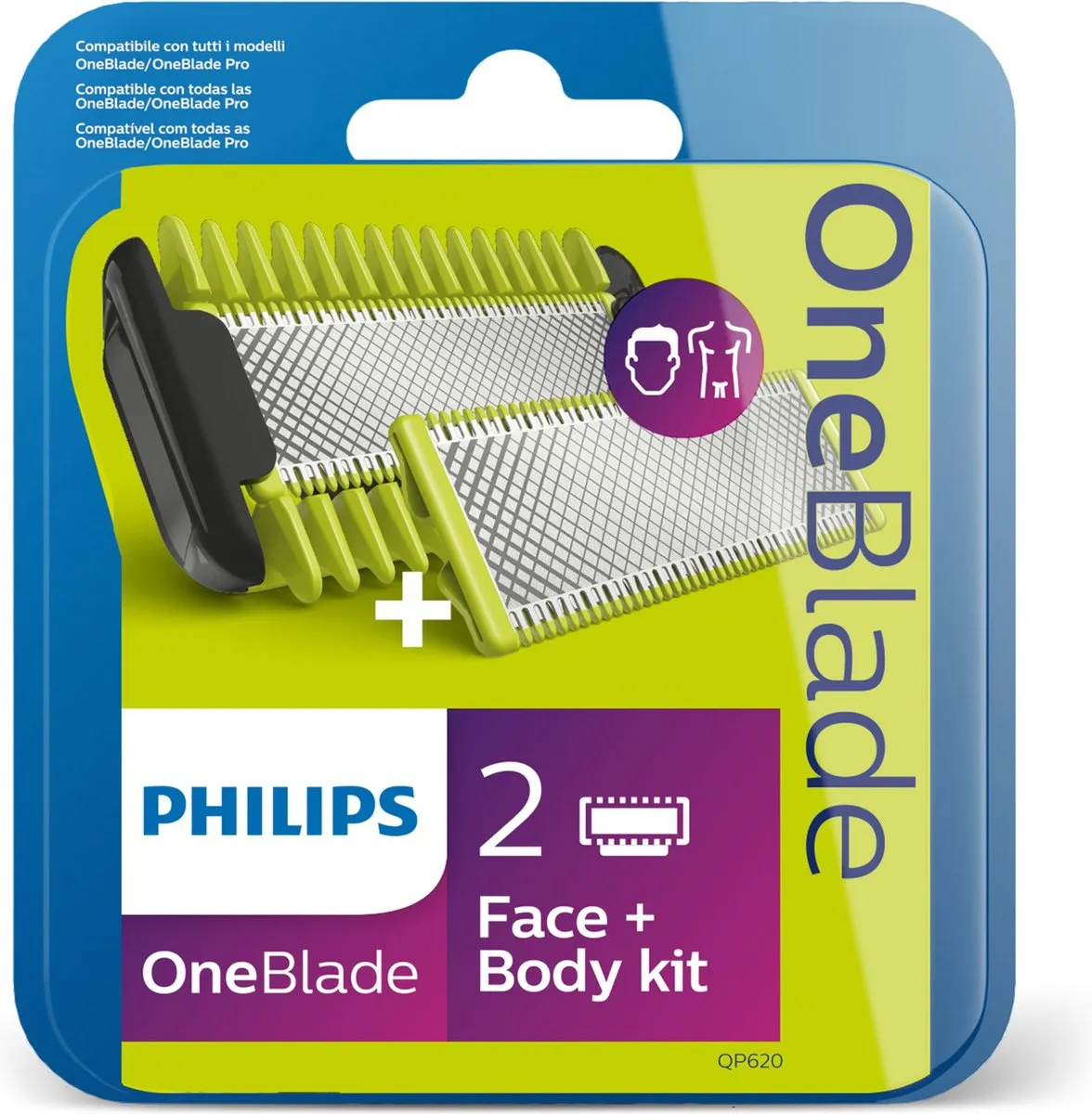 Philips OneBlade Original Blade - Vervangmesjes Body Kit - 2 stuks - QP620/50