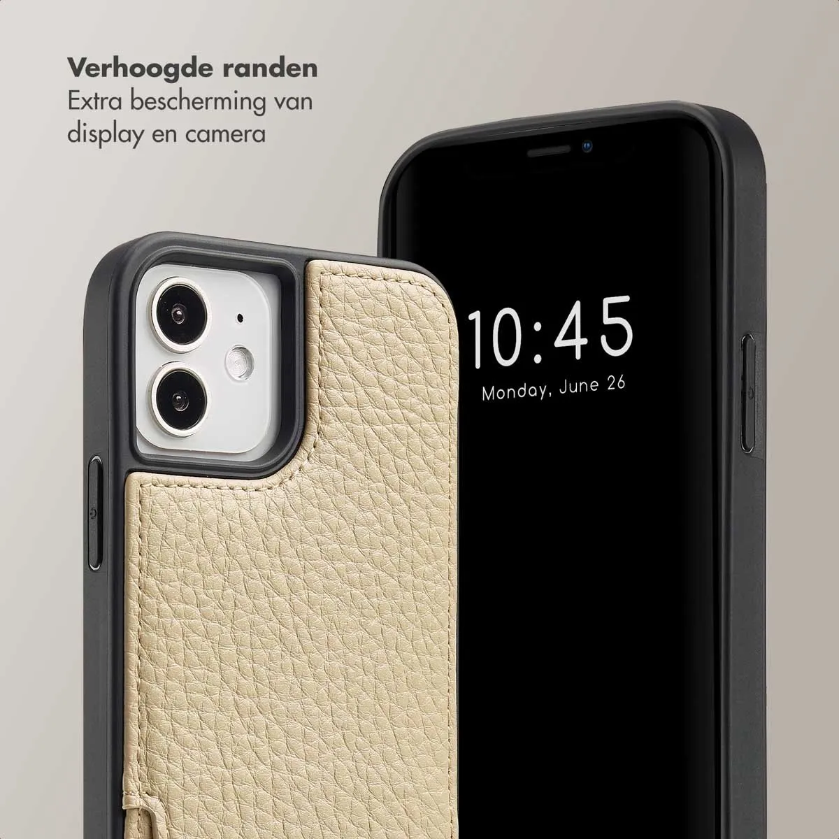 Selencia Hoesje iPhone 12 Pro/12 Beige - 2 Pasjes