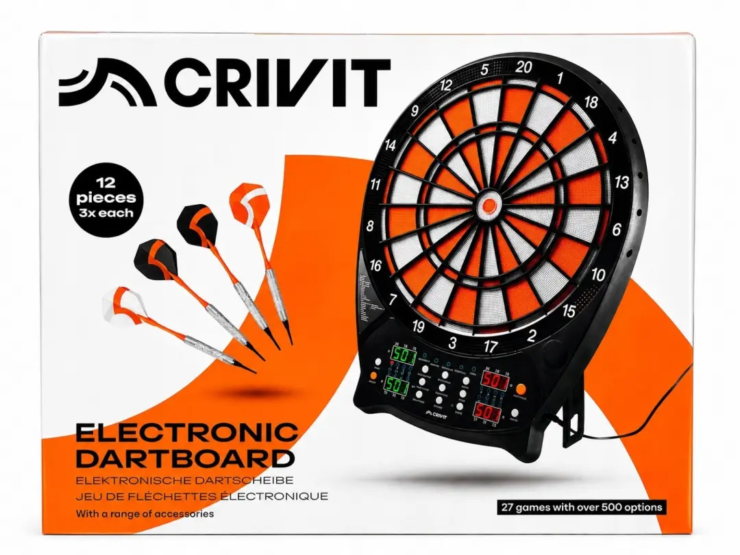 CRIVIT Elektronische Dartbord 27 Spellen 500 Varianten LED Cyber-Match