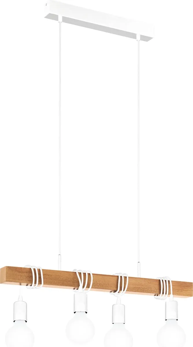 Eglo Townshend Hanglamp E27 - 4 Lichtpunten - 70cm - Wit/Bruin