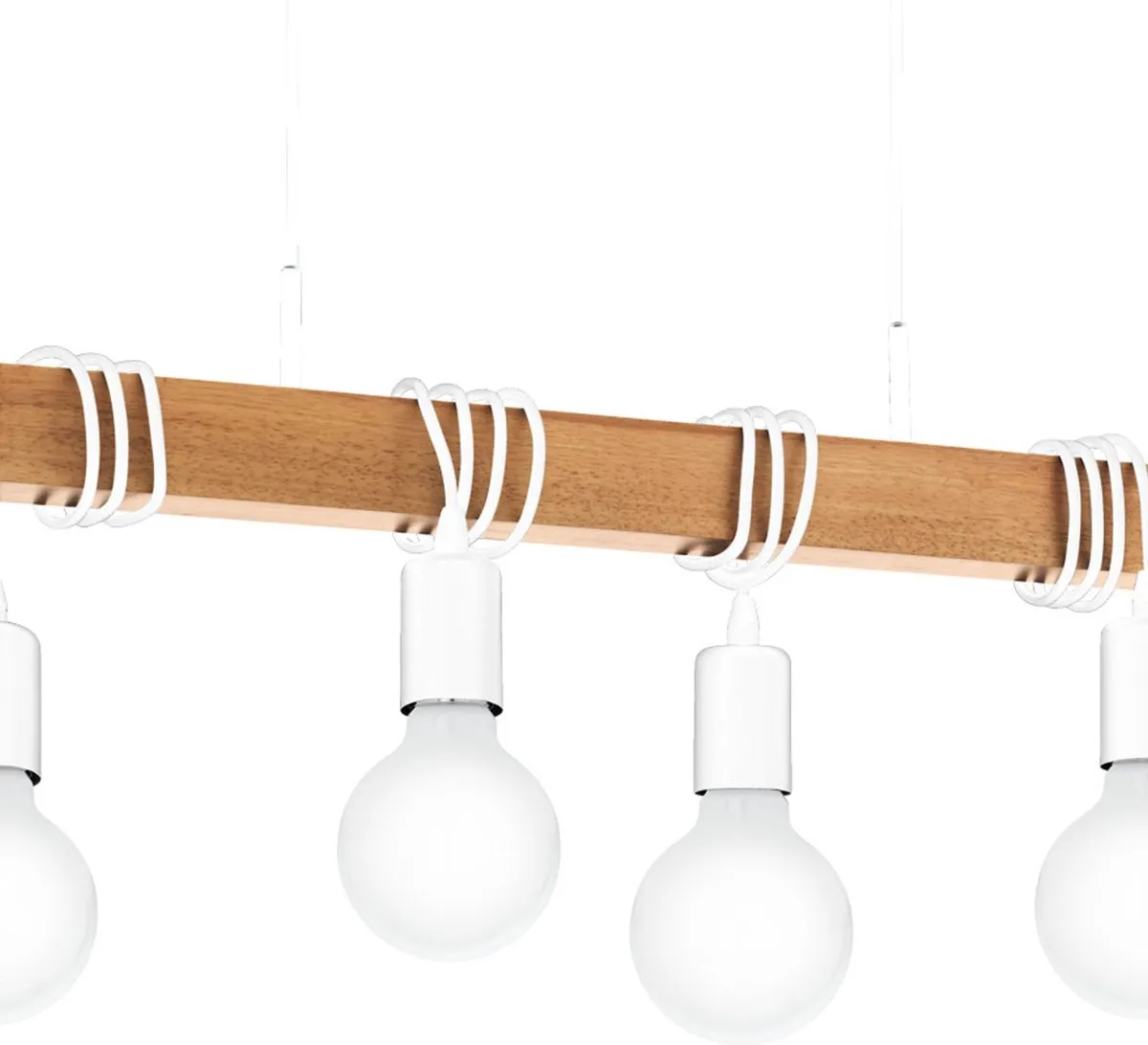 Eglo Townshend Hanglamp E27 - 4 Lichtpunten - 70cm - Wit/Bruin