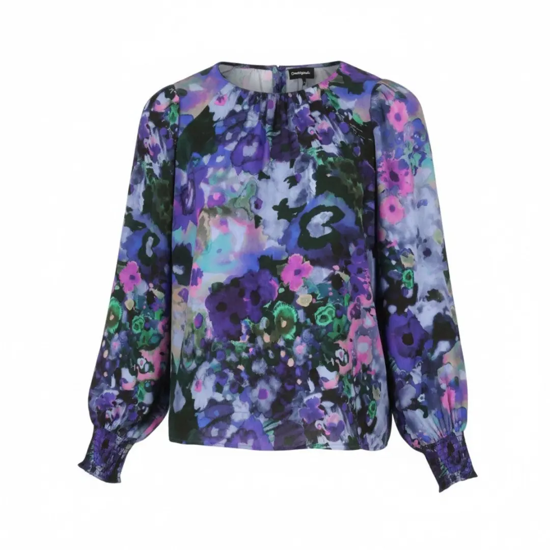 Desigual Blus Cairo Rep Damesblouse Kleurrijke bloemenprint met lange mouwen