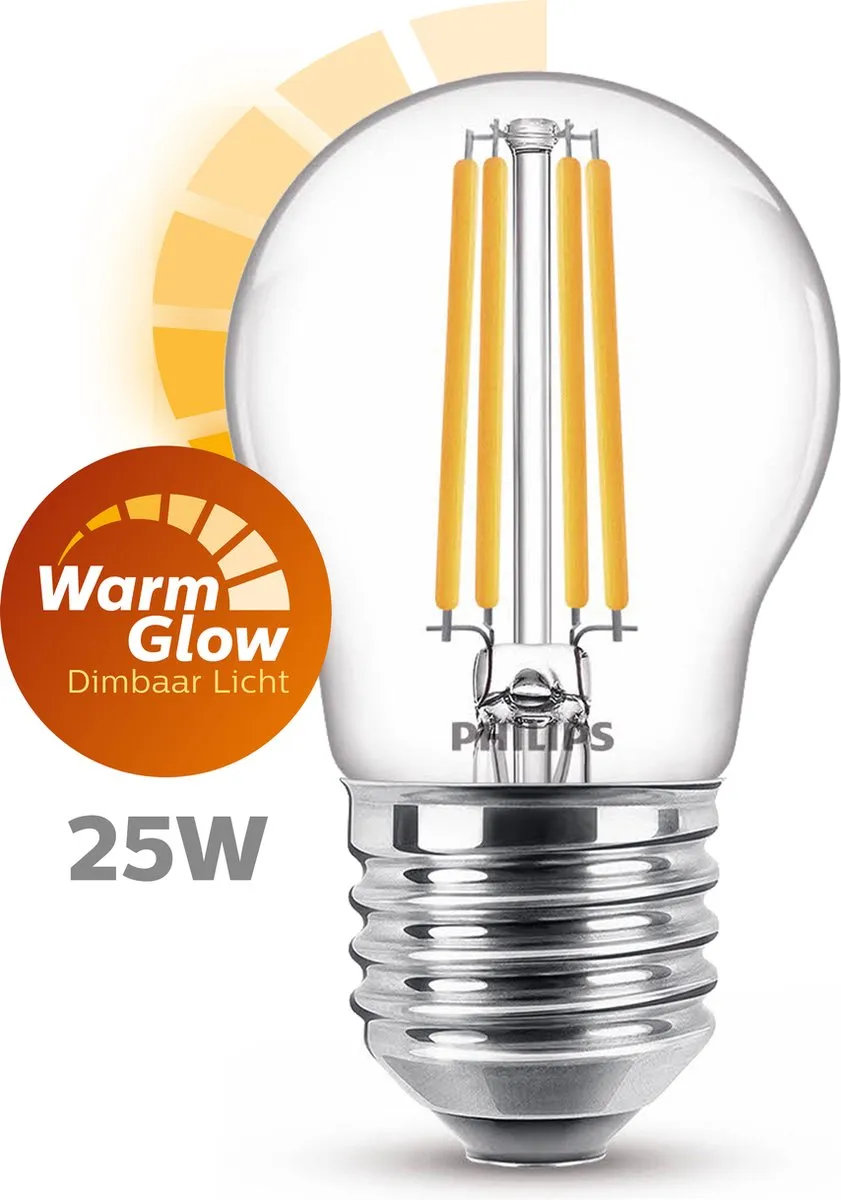 Philips LED Kogellamp Transparant 25W E27 - Warmwit