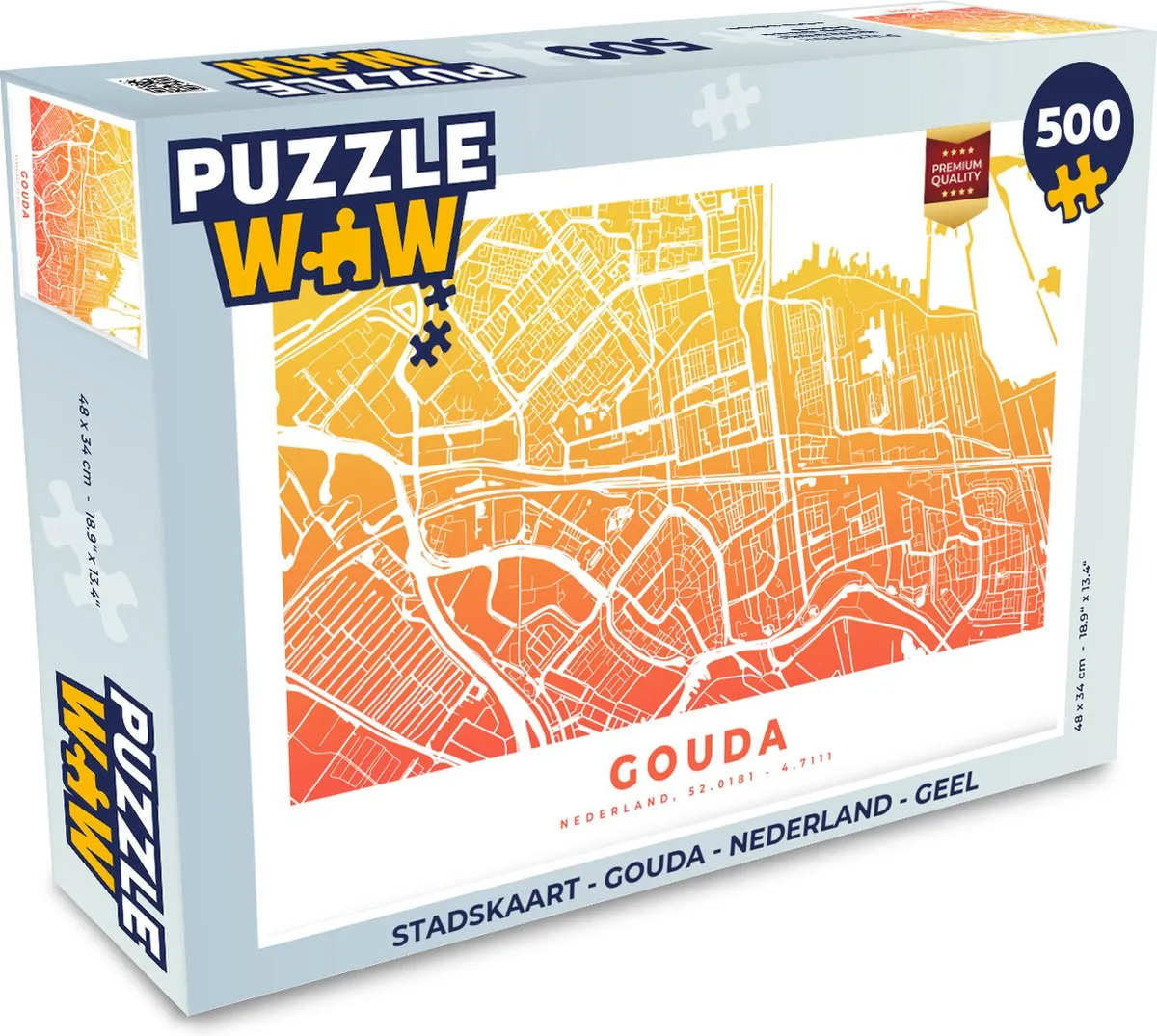 PuzzleWow Stadskaart Gouda Nederland Legpuzzel 500 Stuks