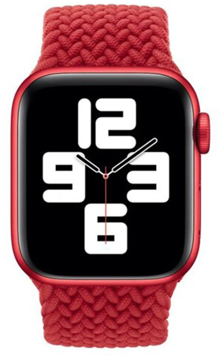 Apple Gevlochten Solobandje Apple Watch - Rood - Maat 3