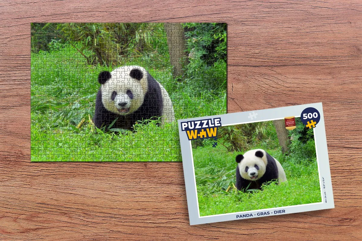 PuzzleWow Puzzel Panda Legpuzzel 500 Stuks - Multicolor