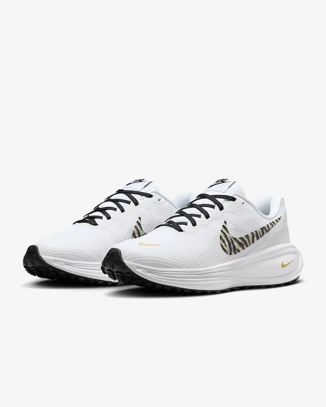 Nike Revolution 8 - Hardloopschoenen - Maat 40 - White/Black-Metallic Gold / Wit Zwart Goud - Revolution - Hardlopen - Dames Hardloopschoenen voor Vrouwen