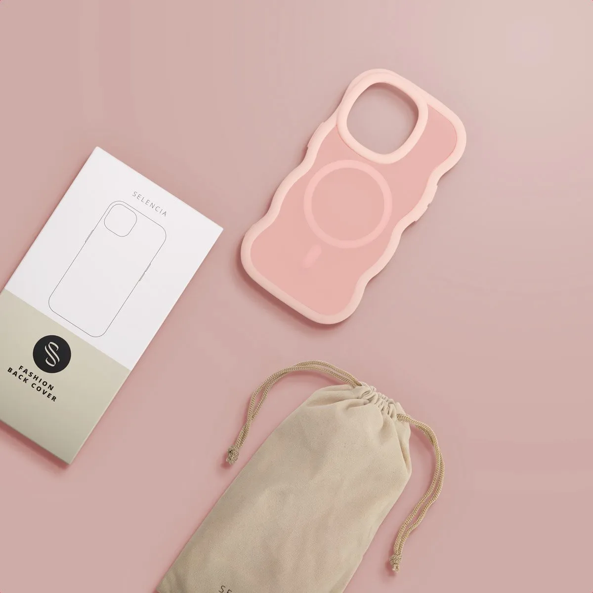 Selencia Wavy Case iPhone 14 Pro - Roze