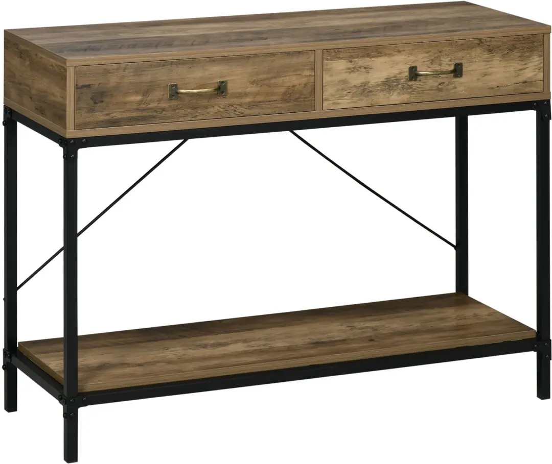 HOMCOM-Consoletafel-Hout-100x35x76,5cm-Bruin