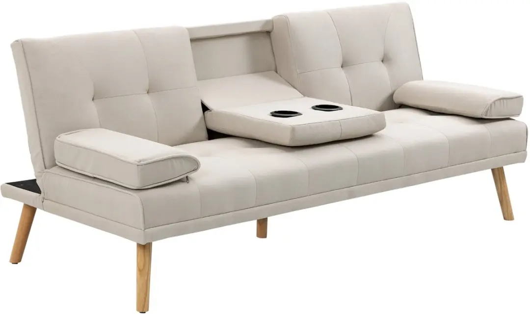 HOMCOM-Slaapbank-Stof-181x77x78cm-Beige