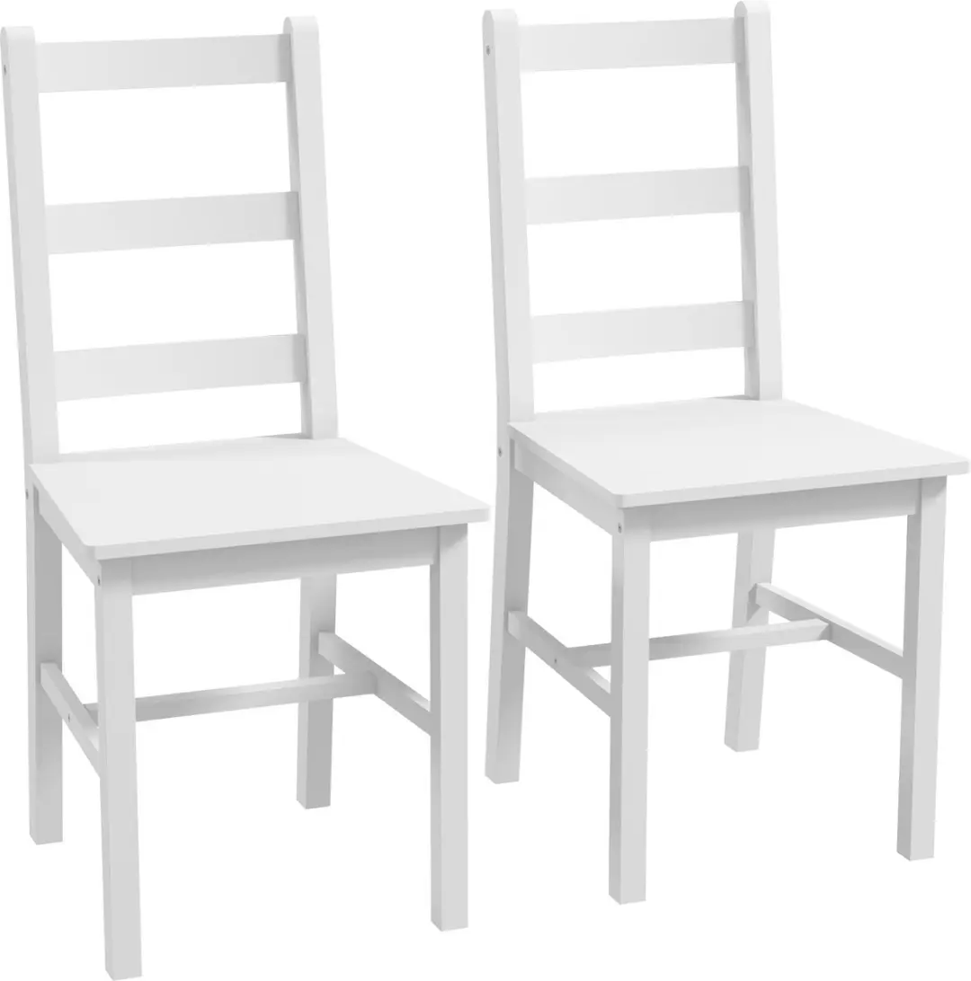 HOMCOM-Eetkamerstoel-Grenenhout-41,5x46x90cm-Wit