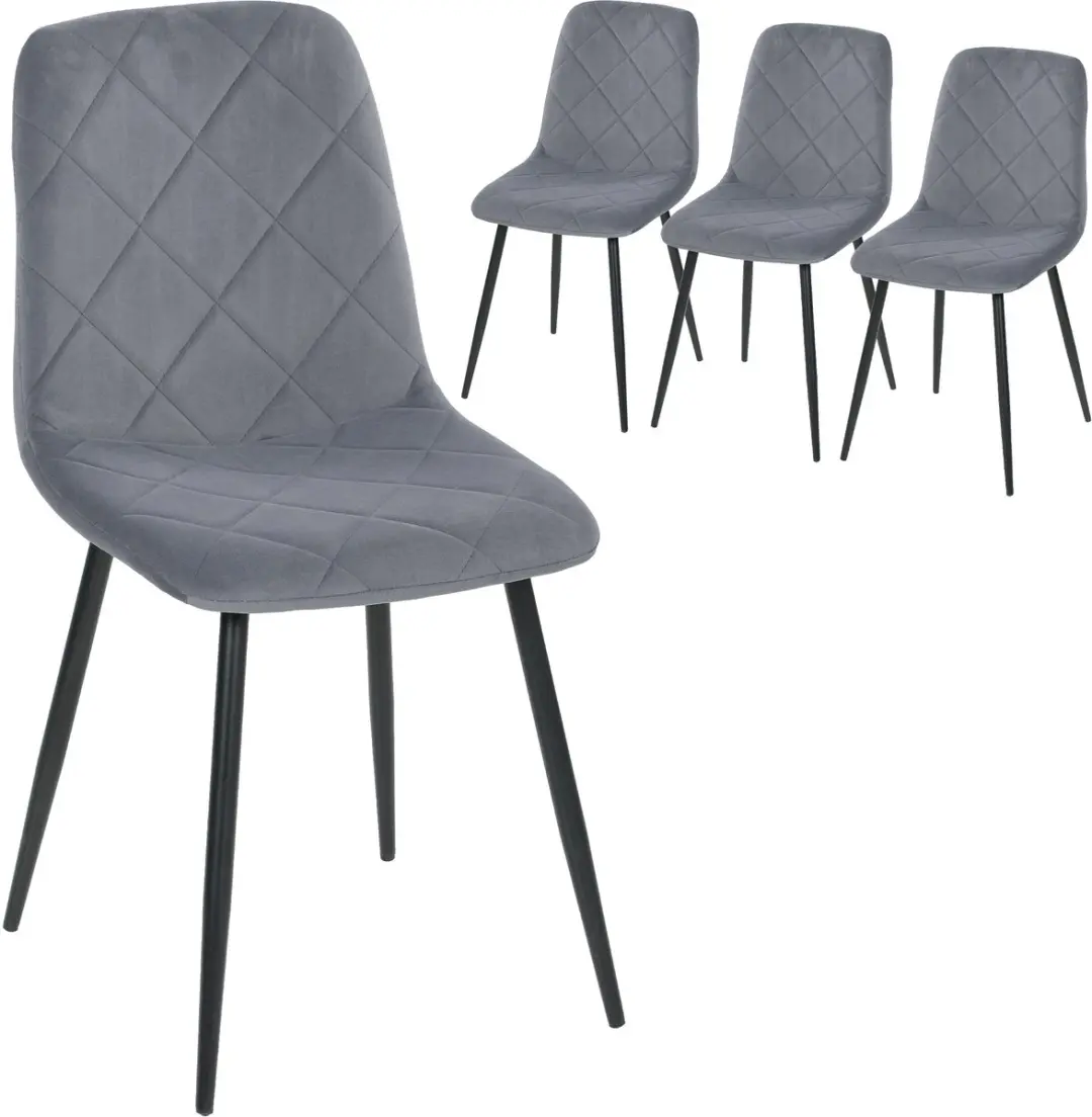 HOMCOM-Eetkamerstoel-Polyester-45x54x87cm-Grijs