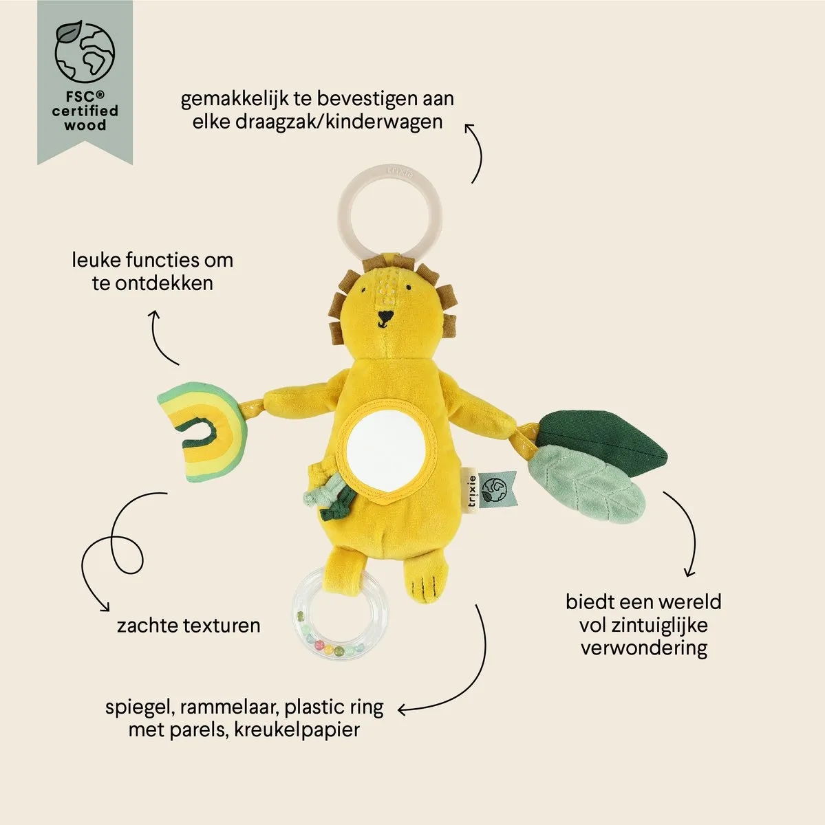 Trixie Mr. Lion Hangend Speeltje - Geel