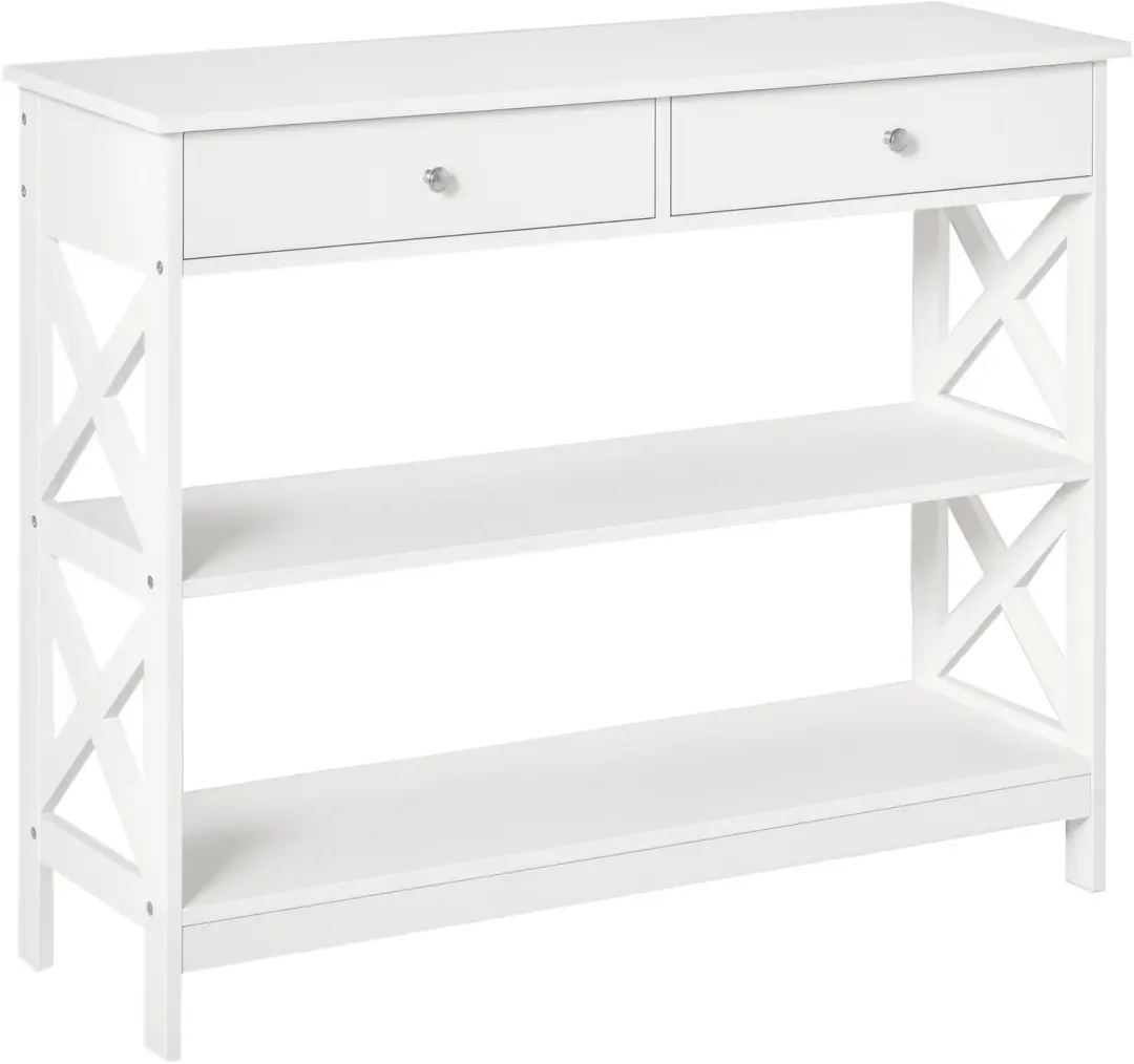 HOMCOM-Consoletafel-Hout-100x30,5x80cm-Wit