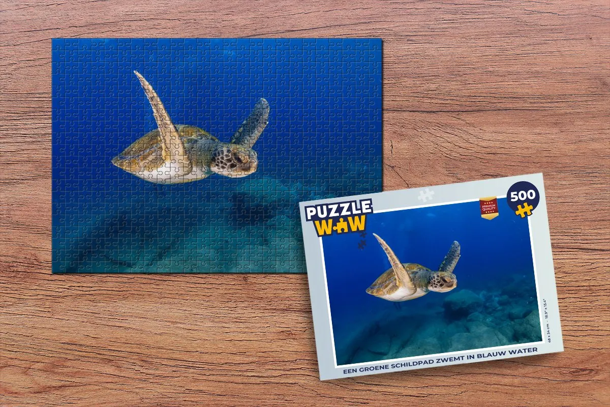PuzzleWow Legpuzzel Schildpad Zwemt - 500 Stukjes Multicolor