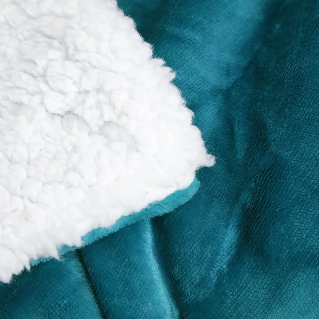 Sherpa Deken, turquoise, tweezijdige woondeken, knuffeldeken, extra dikke warme