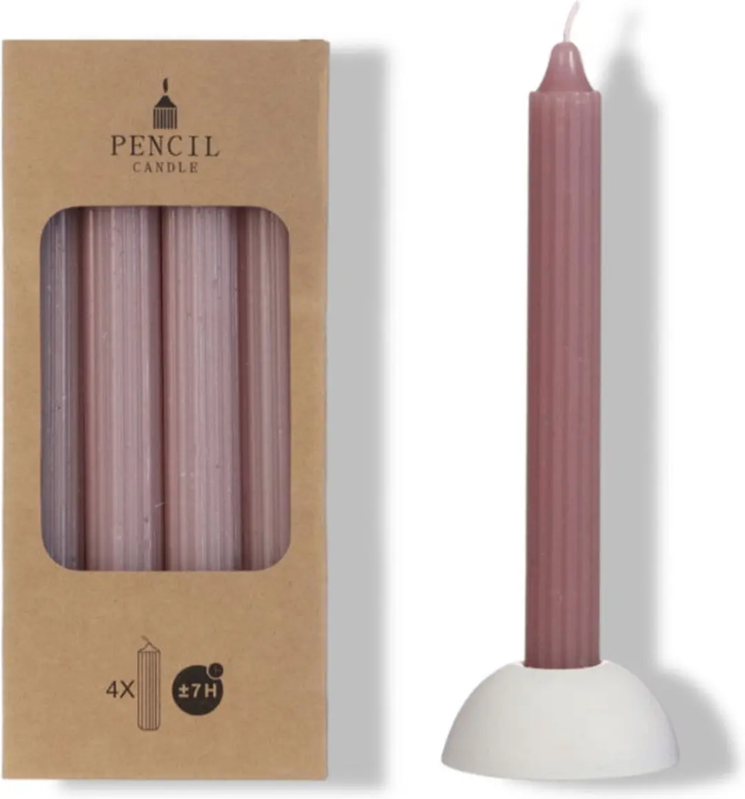 Ideas 4 Seasons Potlood Kaarsen Set 4 Stuks 2,2x20cm Mauve Rose - afbeelding 2 van 2