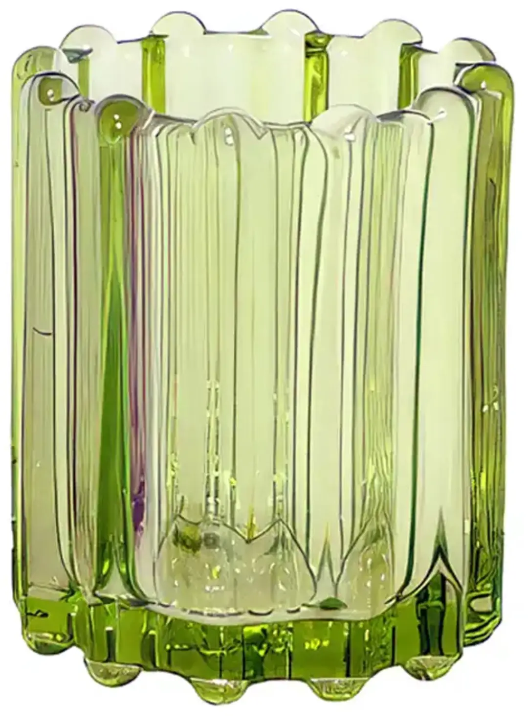 Home Society Groen Gekartelde Theelichthouder (6,3x7,5 cm)