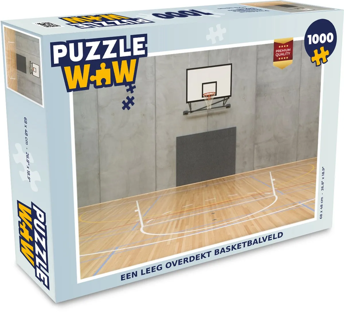 PuzzleWow Legpuzzel Een leeg overdekt basketbalveld 1000 Stuks