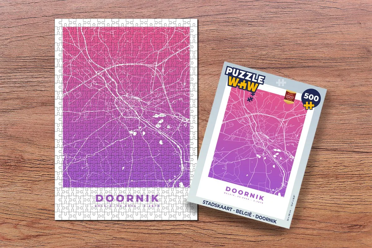 PuzzleWow Legpuzzel Stadskaart België Doornik 500 Stuks - Multicolor
