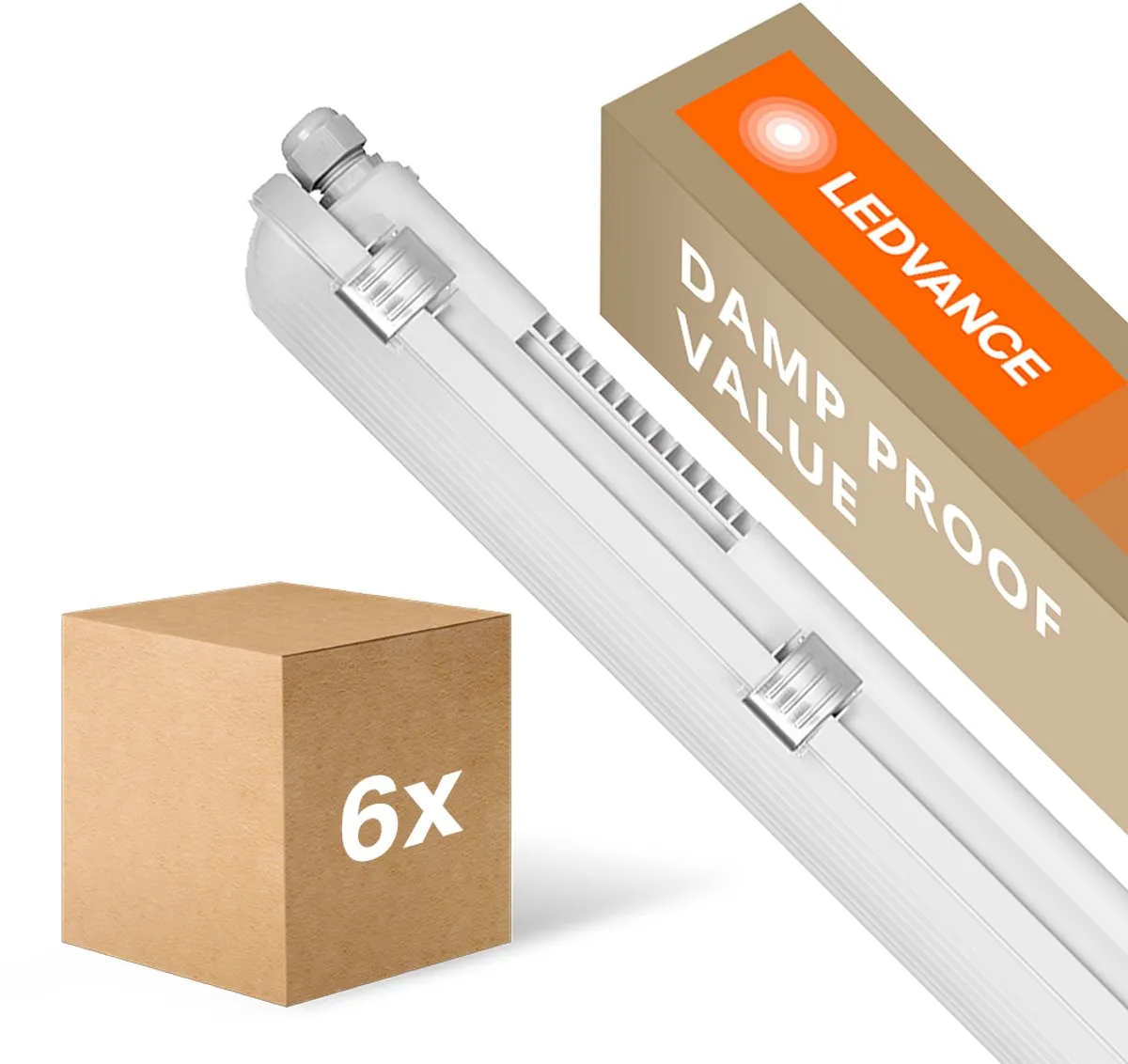 Voordeelpak 6x Ledvance LED Waterdichte Montagebalk Vochtbestendig Value 50W 6000lm - 840 Koel Wit | 150cm.