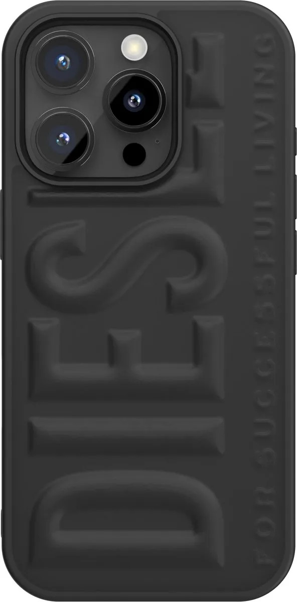 Diesel 3D Telefoonhoesje iPhone 16 Pro – Zwart – 3D Logo – Valbescherming tot 2 Meter – Draadloos Opladen – Shockproof – Backcover – Origineel Diesel Accessoire met Diesel logo