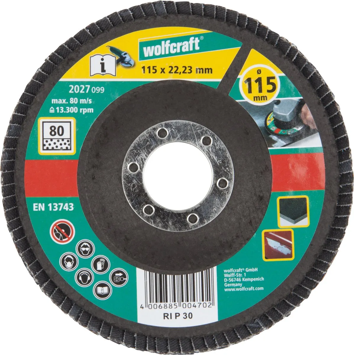Wolfcraft Lamellenschijf 115mm Korrel 80