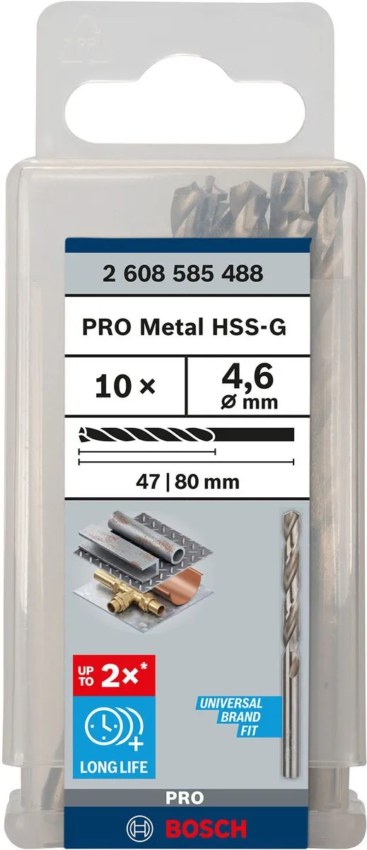Bosch Professional ST. LINE 4.6mm HSS-G Boorbitten - 10 Stuks