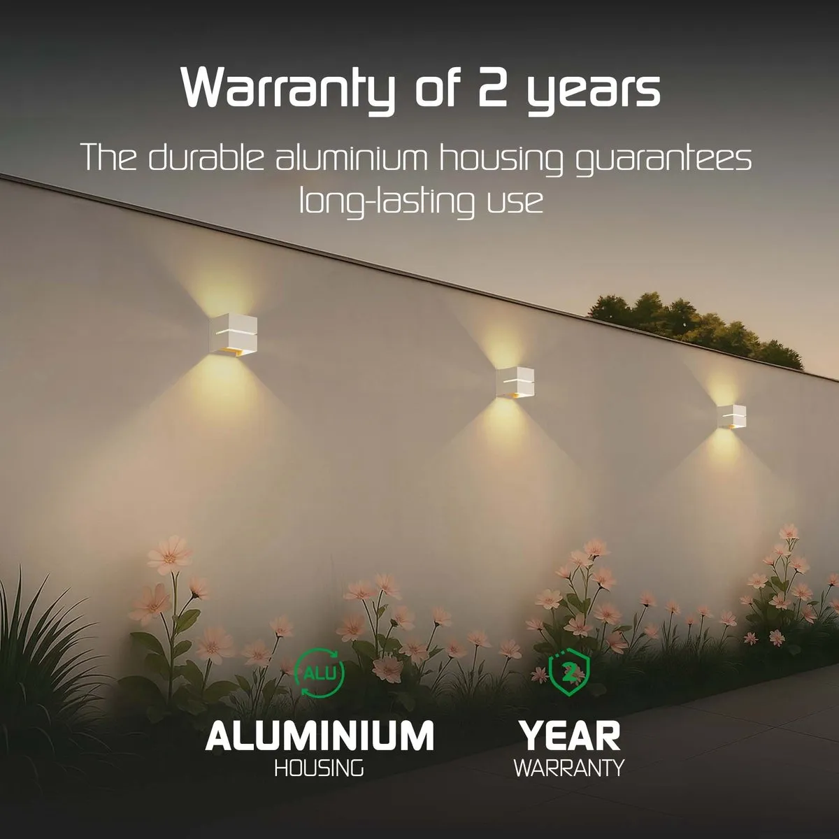 LEDVION 4x LED Wandlamp 3W 3000K IP54 - Beige