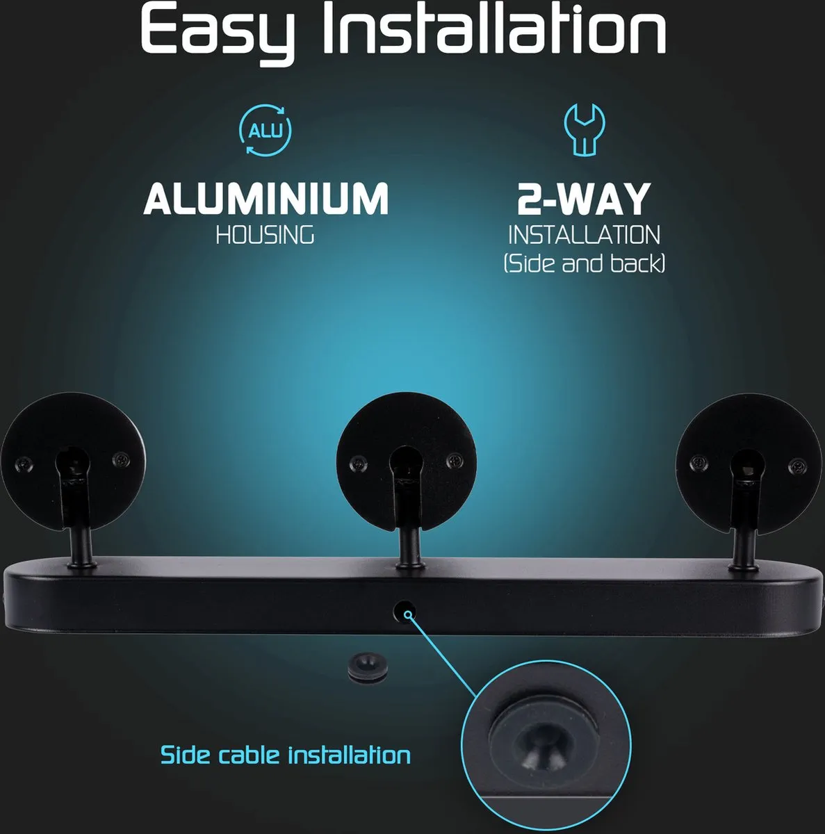 LEDVION Plafondspot 3-lichts Zwart - 14,7W 4000K GU10