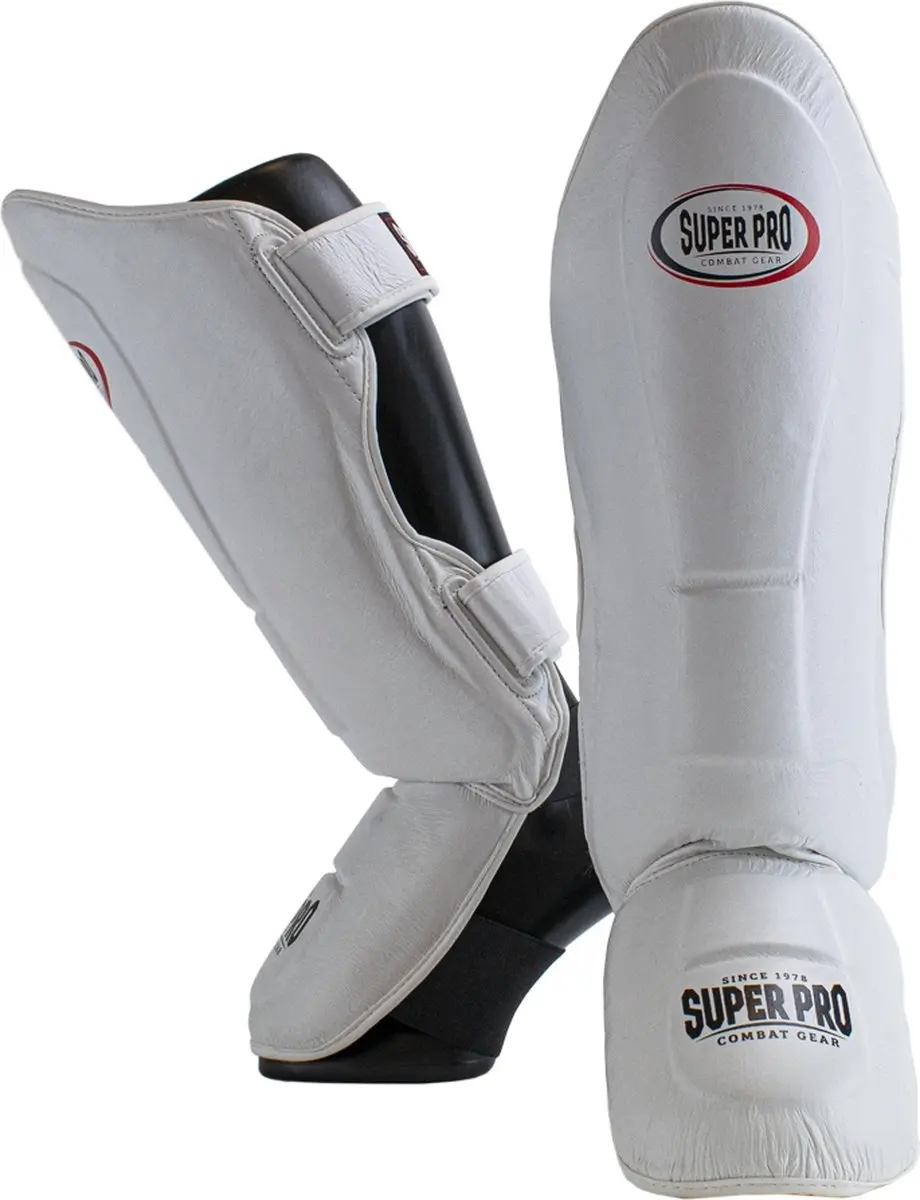 Super Pro Combat Gear Thai-Pro Shin Guard Wit/Zwart Extra Large