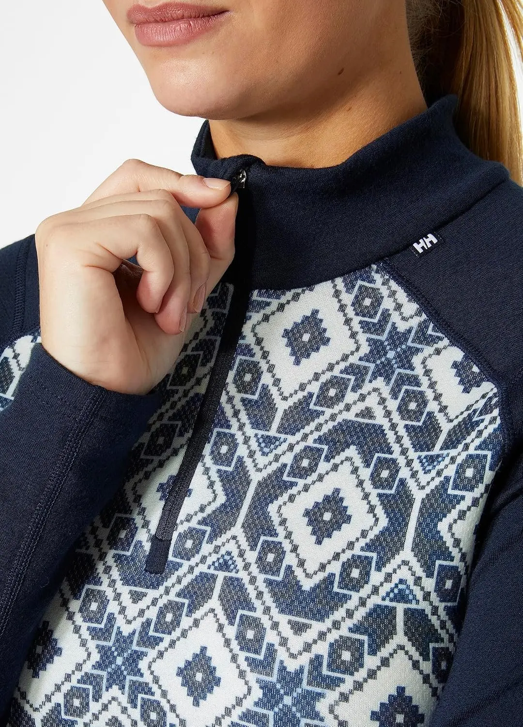 Helly Hansen Lifa Merino Midweight Graphic 1/2 Zip Dames Thermoshirt - Marineblauw - XS - afbeelding 6 van 6