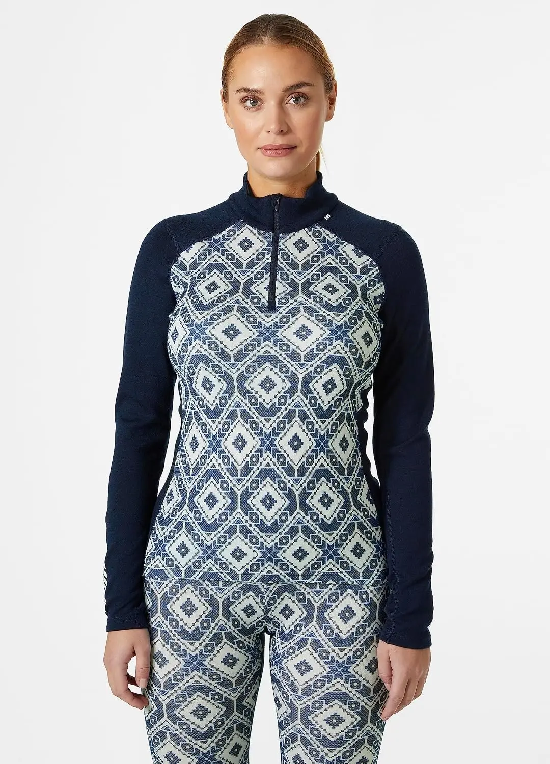 Helly Hansen Lifa Merino Midweight Graphic 1/2 Zip Dames Thermoshirt - Marineblauw - XS - afbeelding 2 van 6