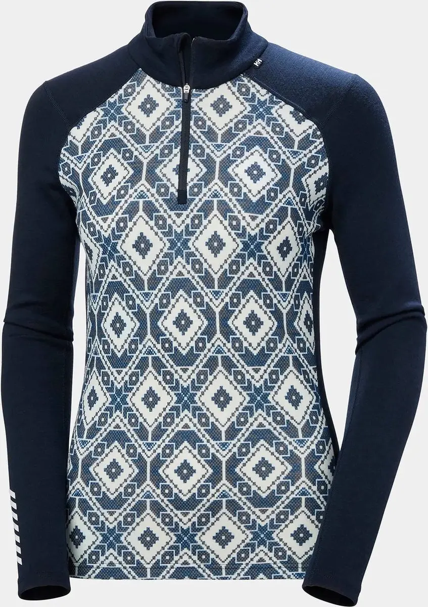 Helly Hansen Lifa Merino Midweight Graphic 1/2 Zip Dames Thermoshirt - Marineblauw - XS - afbeelding 4 van 6