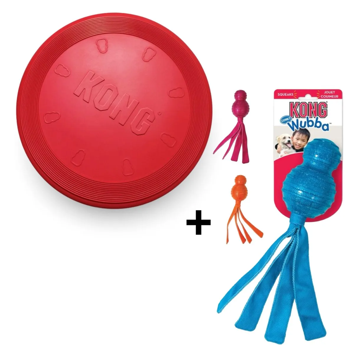 Kong Wubba Comet Speeltje & Kong Flyer Frisbee | Rood