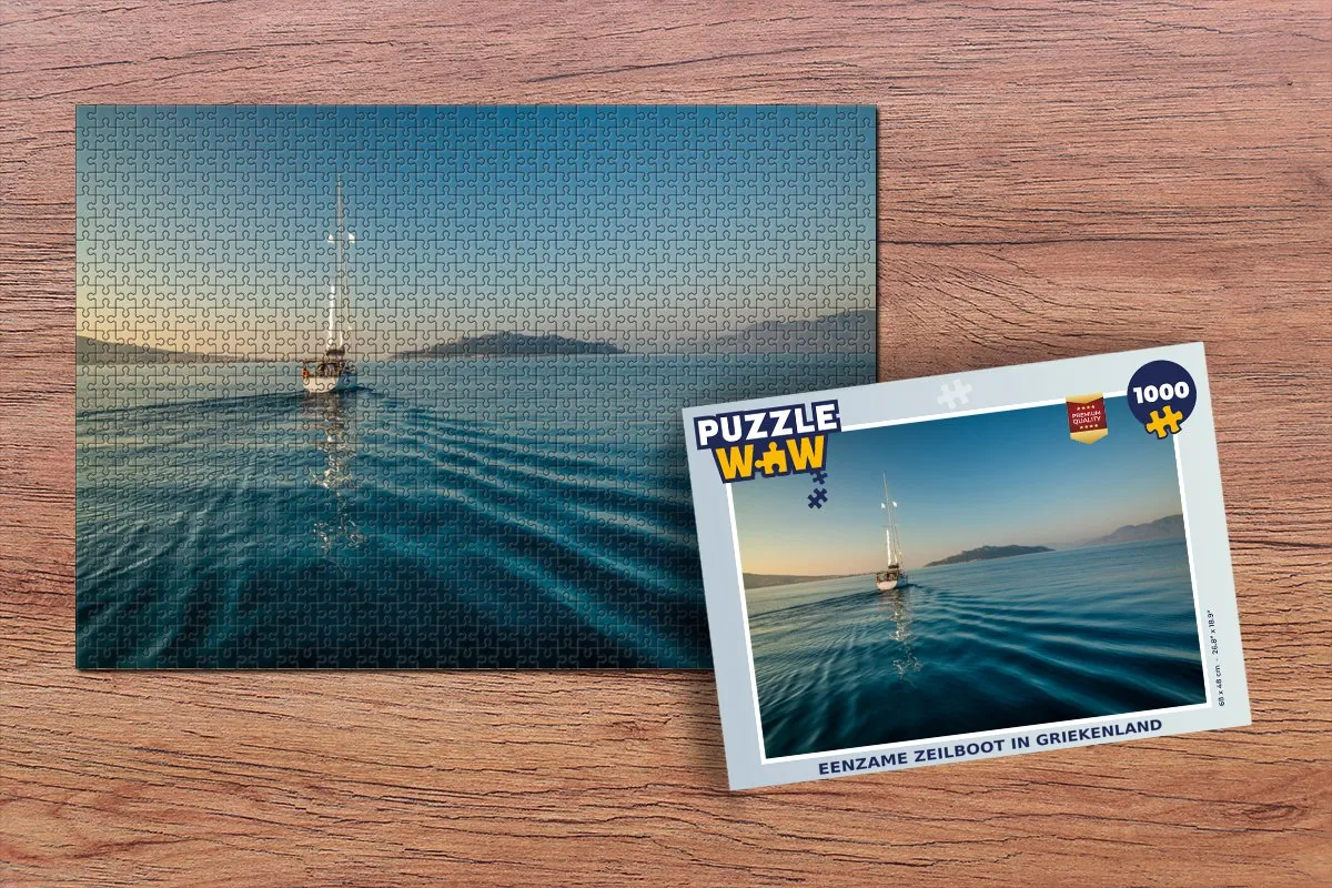 PuzzleWow Legpuzzel Eenzame Zeilboot Griekenland 1000 Stuks - Multicolor