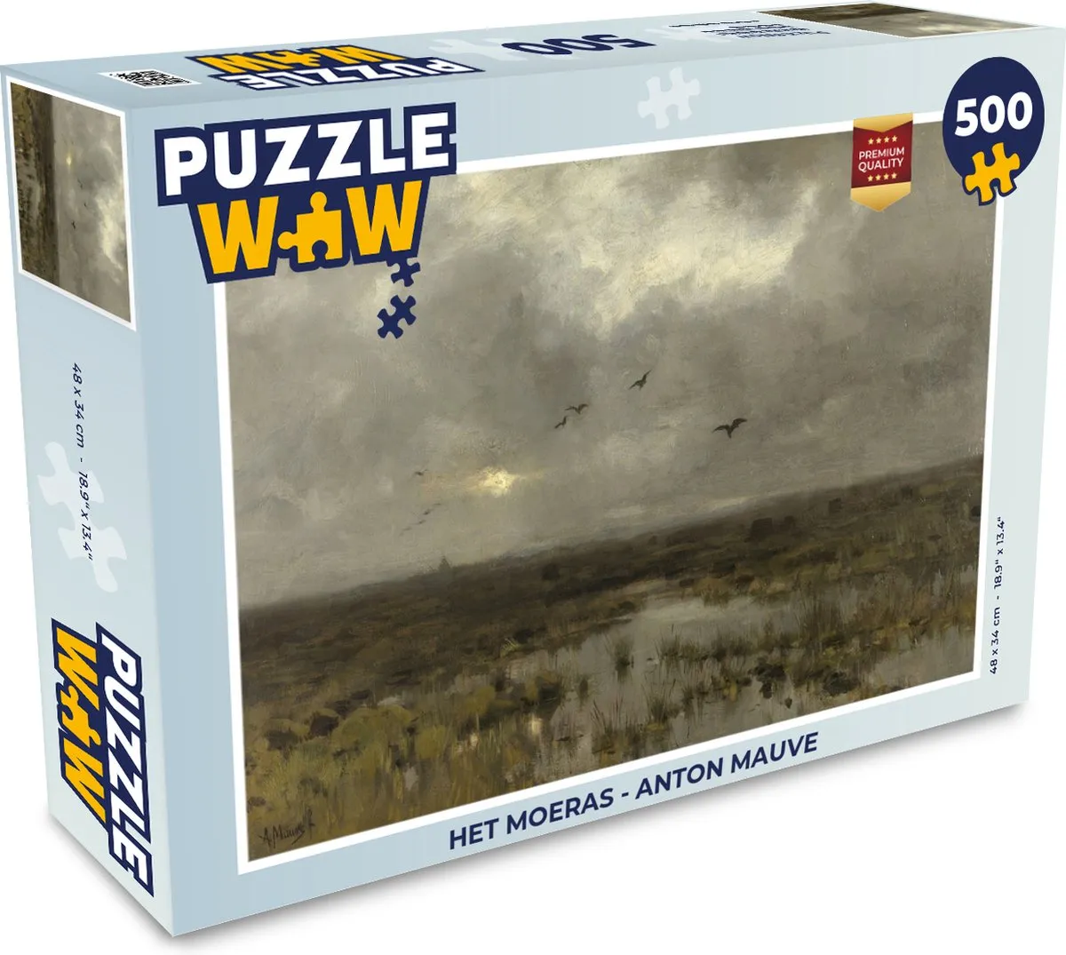 PuzzleWow Het moeras - Anton Mauve Legpuzzel 500 Stuks - Multicolor