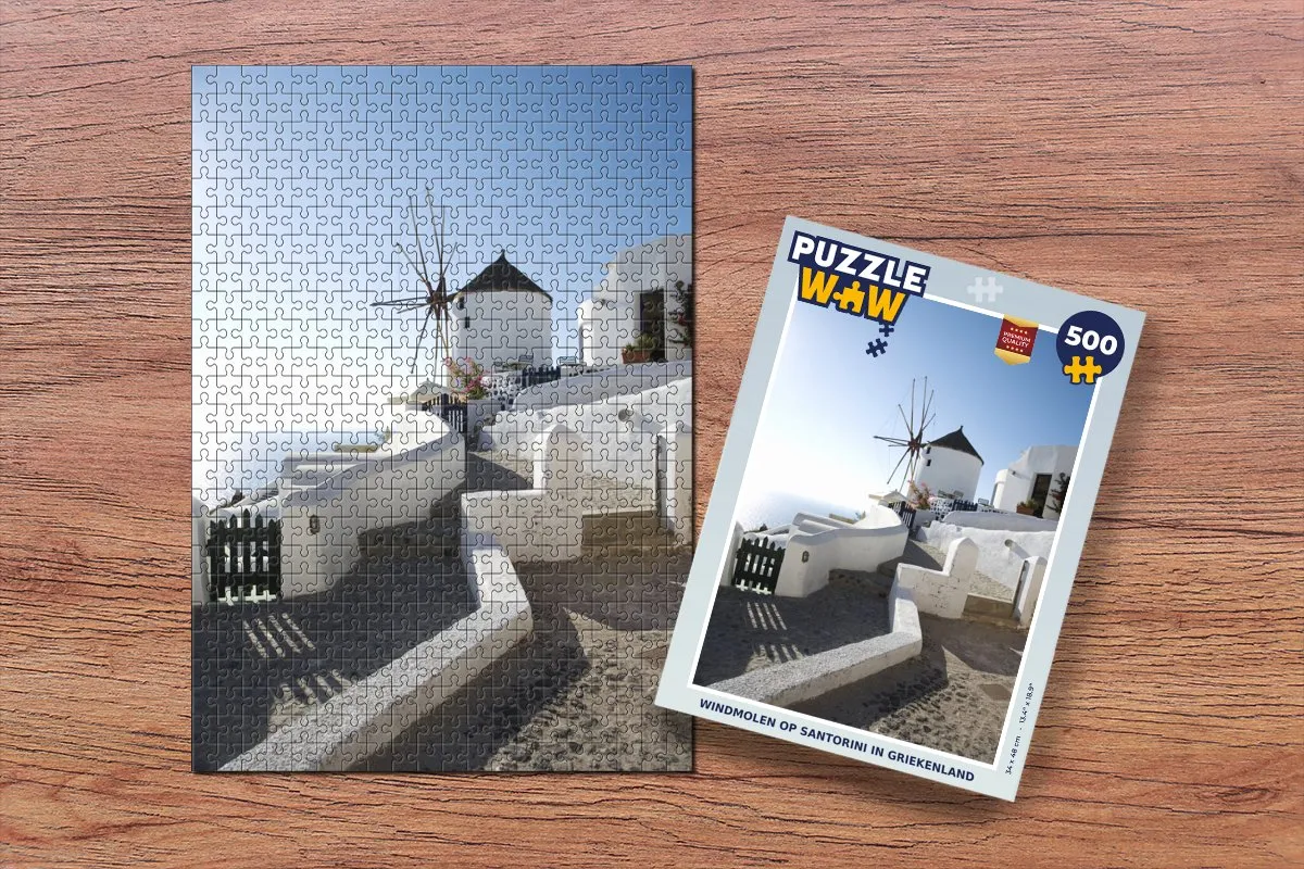 PuzzleWow Santorini Windmolen Legpuzzel 500 Stuks - Multicolor