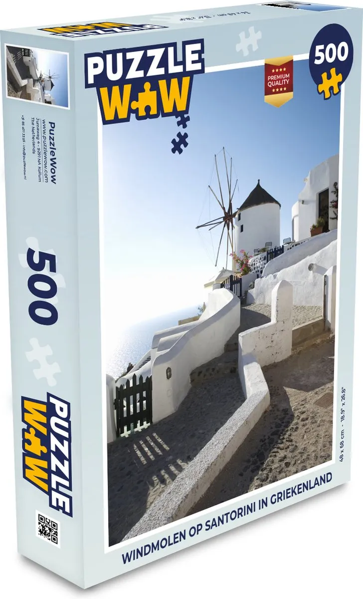 PuzzleWow Santorini Windmolen Legpuzzel 500 Stuks