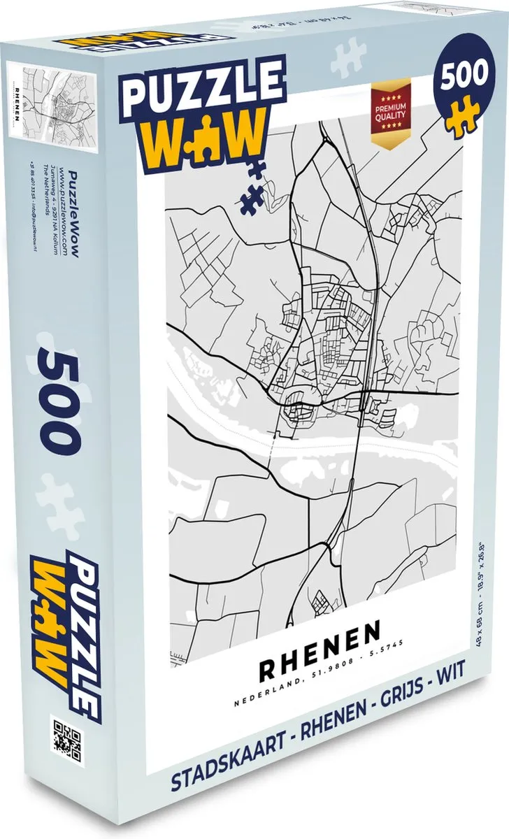 PuzzleWow Stadskaart Rhenen Legpuzzel 500 Stuks